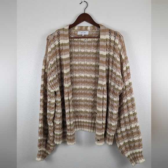 John + Jenn Julianna Stripe Cardigan Button Up Knit Sweater Size Size Large - Picture 12 of 16